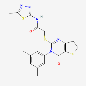 molecular formula C19H19N5O2S3 B2450528 2-((3-(3,5-dimethylphenyl)-4-oxo-3,4,6,7-tetrahydrothieno[3,2-d]pyrimidin-2-yl)thio)-N-(5-methyl-1,3,4-thiadiazol-2-yl)acetamide CAS No. 877653-91-3