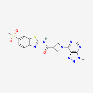 molecular formula C17H16N8O3S2 B2450534 1-(3-甲基-3H-[1,2,3]三唑并[4,5-d]嘧啶-7-基)-N-(6-(甲基磺酰基)苯并[d]噻唑-2-基)氮杂环丁烷-3-甲酰胺 CAS No. 1448051-16-8