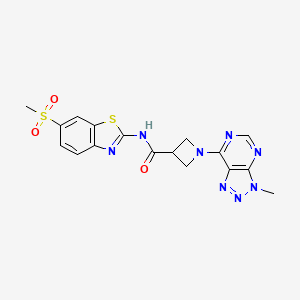 molecular formula C17H16N8O3S2 B2450534 7-(3-メチル-3H-[1,2,3]トリアゾロ[4,5-d]ピリミジン-7-イル)-N-(6-(メチルスルホニル)ベンゾ[d]チアゾール-2-イル)アゼチジン-3-カルボキサミド CAS No. 1448051-16-8