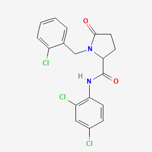 molecular formula C18H15Cl3N2O2 B2450535 1-(2-chlorobenzyl)-N-(2,4-dichlorophenyl)-5-oxo-2-pyrrolidinecarboxamide CAS No. 477768-28-8