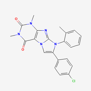 molecular formula C22H18ClN5O2 B2450546 7-(4-chlorophenyl)-1,3-dimethyl-8-(2-methylphenyl)-1H-imidazo[2,1-f]purine-2,4(3H,8H)-dione CAS No. 847378-44-3