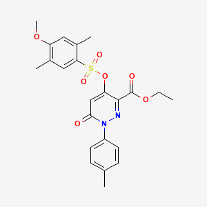 molecular formula C23H24N2O7S B2450552 Ethyl 4-(((4-methoxy-2,5-dimethylphenyl)sulfonyl)oxy)-6-oxo-1-(p-tolyl)-1,6-dihydropyridazine-3-carboxylate CAS No. 899992-00-8