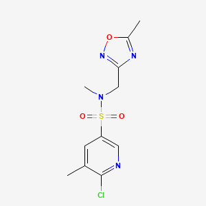 molecular formula C11H13ClN4O3S B2450554 6-chloro-N,5-dimethyl-N-[(5-methyl-1,2,4-oxadiazol-3-yl)methyl]pyridine-3-sulfonamide CAS No. 1797938-39-6