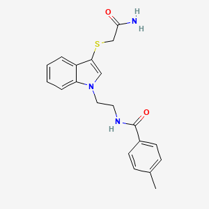 molecular formula C20H21N3O2S B2450558 N-(2-(3-((2-amino-2-oxoethyl)thio)-1H-indol-1-yl)ethyl)-4-methylbenzamide CAS No. 862826-53-7