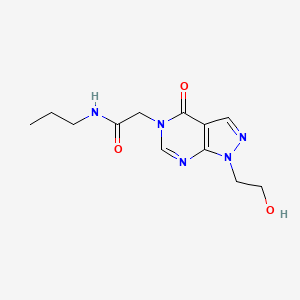 molecular formula C12H17N5O3 B2450563 2-(1-(2-羟乙基)-4-氧代-1H-吡唑并[3,4-d]嘧啶-5(4H)-基)-N-丙基乙酰胺 CAS No. 899971-59-6