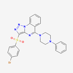 molecular formula C25H21BrN6O2S B2450569 3-[(4-ブロモフェニル)スルホニル]-5-(4-フェニルピペラジン-1-イル)[1,2,3]トリアゾロ[1,5-a]キナゾリン CAS No. 893784-40-2