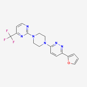 molecular formula C17H15F3N6O B2450578 2-[4-[6-(Furan-2-yl)pyridazin-3-yl]piperazin-1-yl]-4-(trifluoromethyl)pyrimidine CAS No. 2380193-56-4
