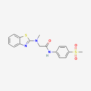 molecular formula C17H17N3O3S2 B2450579 2-(benzo[d]thiazol-2-yl(methyl)amino)-N-(4-(methylsulfonyl)phenyl)acetamide CAS No. 1351644-60-4