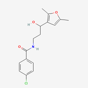molecular formula C16H18ClNO3 B2450581 4-Chloro-N-[3-(2,5-dimethylfuran-3-YL)-3-hydroxypropyl]benzamide CAS No. 1421515-86-7