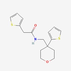 molecular formula C16H19NO2S2 B2450586 2-(thiophen-2-yl)-N-((4-(thiophen-2-yl)tetrahydro-2H-pyran-4-yl)methyl)acetamide CAS No. 1203295-18-4