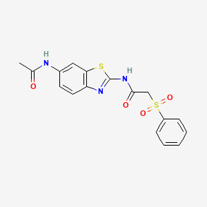 molecular formula C17H15N3O4S2 B2450588 N-(6-乙酰基苯并[d]噻唑-2-基)-2-(苯基磺酰)乙酰胺 CAS No. 895454-49-6