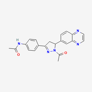 molecular formula C21H19N5O2 B2450589 N-[4-(1-acetyl-5-quinoxalin-6-yl-2-pyrazolin-3-yl)phenyl]acetamide CAS No. 927065-86-9