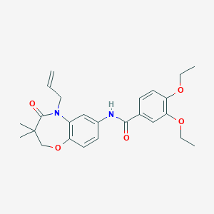 molecular formula C25H30N2O5 B2450598 N-(5-allyl-3,3-dimethyl-4-oxo-2,3,4,5-tetrahydrobenzo[b][1,4]oxazepin-7-yl)-3,4-diethoxybenzamide CAS No. 921790-76-3