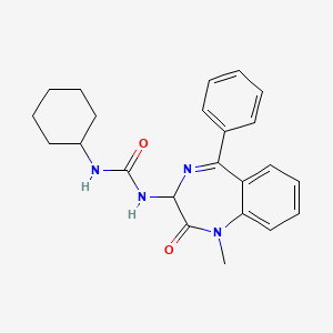 molecular formula C23H26N4O2 B2450600 1-Cyclohexyl-3-(1-methyl-2-oxo-5-phenyl-2,3-dihydro-1H-benzo[e][1,4]diazepin-3-yl)-urea CAS No. 119506-65-9