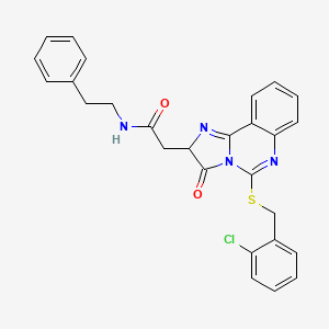 molecular formula C27H23ClN4O2S B2450601 2-(5-{[(2-chlorophenyl)methyl]sulfanyl}-3-oxo-2H,3H-imidazo[1,2-c]quinazolin-2-yl)-N-(2-phenylethyl)acetamide CAS No. 958615-16-2