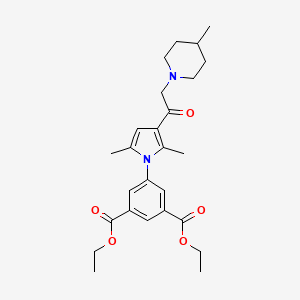 molecular formula C26H34N2O5 B2450618 diethyl 5-(2,5-dimethyl-3-(2-(4-methylpiperidin-1-yl)acetyl)-1H-pyrrol-1-yl)isophthalate CAS No. 379249-53-3