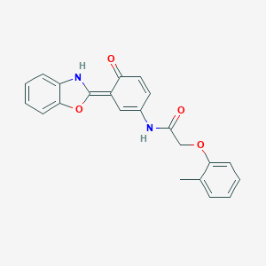 molecular formula C22H18N2O4 B245062 N-[(3E)-3-(3H-1,3-benzoxazol-2-ylidene)-4-oxocyclohexa-1,5-dien-1-yl]-2-(2-methylphenoxy)acetamide 