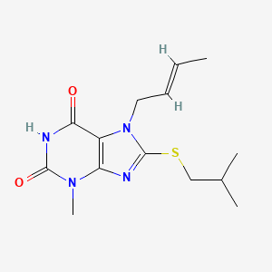 molecular formula C14H20N4O2S B2450630 7-丁-2-烯基-8-异丁基硫烷基-3-甲基-3,7-二氢嘌呤-2,6-二酮 CAS No. 306733-05-1