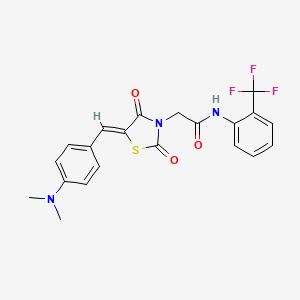 molecular formula C21H18F3N3O3S B2450631 (Z)-2-(5-(4-(dimethylamino)benzylidene)-2,4-dioxothiazolidin-3-yl)-N-(2-(trifluoromethyl)phenyl)acetamide CAS No. 898646-36-1
