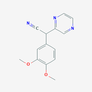 molecular formula C14H13N3O2 B2450635 2-(3,4-Dimethoxyphenyl)-2-(pyrazin-2-YL)acetonitrile CAS No. 1088-67-1