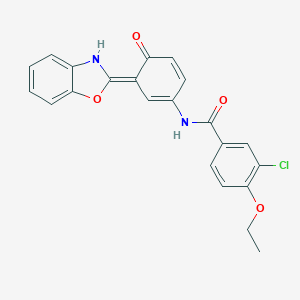 molecular formula C22H17ClN2O4 B245064 N-[(3E)-3-(3H-1,3-benzoxazol-2-ylidene)-4-oxocyclohexa-1,5-dien-1-yl]-3-chloro-4-ethoxybenzamide 