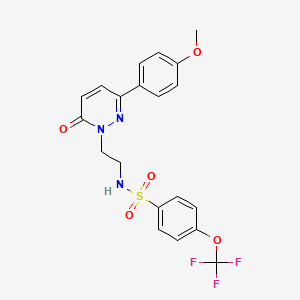 molecular formula C20H18F3N3O5S B2450645 N-(2-(3-(4-methoxyphenyl)-6-oxopyridazin-1(6H)-yl)ethyl)-4-(trifluoromethoxy)benzenesulfonamide CAS No. 921512-53-0