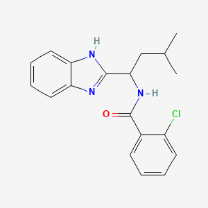 molecular formula C19H20ClN3O B2450659 N-[1-(1H-benzimidazol-2-yl)-3-methylbutyl]-2-chlorobenzamide CAS No. 338410-72-3
