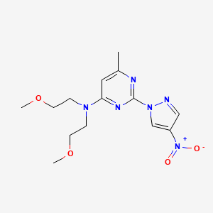 molecular formula C14H20N6O4 B2450664 N,N-bis(2-methoxyethyl)-6-methyl-2-(4-nitro-1H-pyrazol-1-yl)pyrimidin-4-amine CAS No. 1001607-99-3