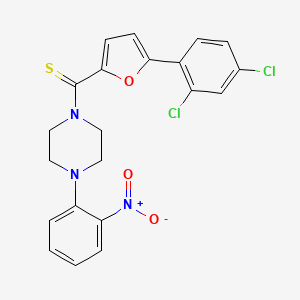 molecular formula C21H17Cl2N3O3S B2450671 (5-(2,4-Dichlorophenyl)furan-2-yl)(4-(2-nitrophenyl)piperazin-1-yl)methanethione CAS No. 941966-01-4