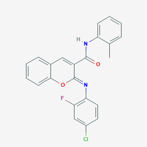 molecular formula C23H16ClFN2O2 B2450681 (2Z)-2-[(4-chloro-2-fluorophenyl)imino]-N-(2-methylphenyl)-2H-chromene-3-carboxamide CAS No. 1327197-10-3