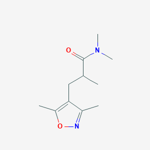 molecular formula C11H18N2O2 B2450695 3-(3,5-Dimethyl-1,2-oxazol-4-YL)-N,N,2-trimethylpropanamide CAS No. 1465302-15-1