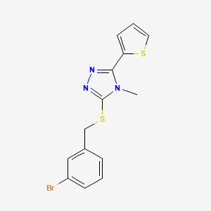 molecular formula C14H12BrN3S2 B2450709 3-{[(3-bromophenyl)methyl]sulfanyl}-4-methyl-5-(thiophen-2-yl)-4H-1,2,4-triazole CAS No. 329699-46-9