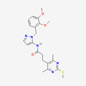 molecular formula C22H27N5O3S B2450711 N-{1-[(2,3-dimethoxyphenyl)methyl]-1H-pyrazol-5-yl}-3-[4,6-dimethyl-2-(methylsulfanyl)pyrimidin-5-yl]propanamide CAS No. 1133419-07-4