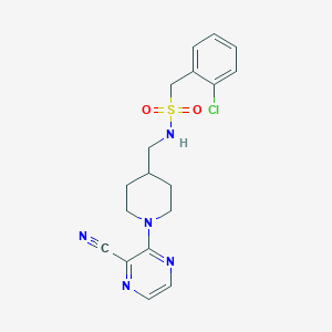 molecular formula C18H20ClN5O2S B2450713 1-(2-chlorophenyl)-N-((1-(3-cyanopyrazin-2-yl)piperidin-4-yl)methyl)methanesulfonamide CAS No. 1797844-36-0