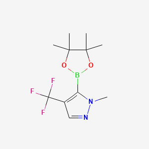 molecular formula C11H16BF3N2O2 B2450714 1-Methyl-5-(tetramethyl-1,3,2-dioxaborolan-2-yl)-4-(trifluoromethyl)-1H-pyrazole CAS No. 1970184-05-4