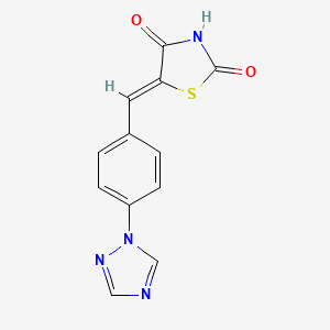 molecular formula C12H8N4O2S B2450715 5-{(Z)-[4-(1H-1,2,4-triazol-1-yl)phenyl]methylidene}-1,3-thiazolane-2,4-dione CAS No. 866008-41-5