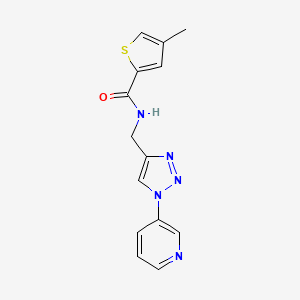 molecular formula C14H13N5OS B2450716 4-methyl-N-((1-(pyridin-3-yl)-1H-1,2,3-triazol-4-yl)methyl)thiophene-2-carboxamide CAS No. 2034384-60-4
