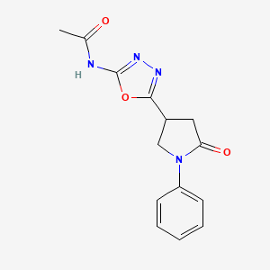 molecular formula C14H14N4O3 B2450718 N-(5-(5-oxo-1-phenylpyrrolidin-3-yl)-1,3,4-oxadiazol-2-yl)acetamide CAS No. 1396807-11-6