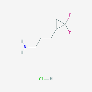 molecular formula C6H12ClF2N B2450722 3-(2,2-Difluorocyclopropyl)propan-1-amine hydrochloride CAS No. 2098003-71-3