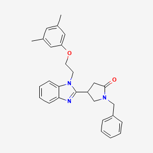 molecular formula C28H29N3O2 B2450731 1-benzyl-4-{1-[2-(3,5-dimethylphenoxy)ethyl]-1H-benzimidazol-2-yl}pyrrolidin-2-one CAS No. 862828-41-9