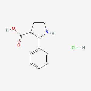 molecular formula C11H14ClNO2 B2450736 2-苯基吡咯烷-3-羧酸盐酸盐 CAS No. 1820707-40-1