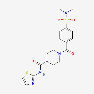 molecular formula C18H22N4O4S2 B2450739 1-[4-(dimethylsulfamoyl)benzoyl]-N-(1,3-thiazol-2-yl)piperidine-4-carboxamide CAS No. 1206996-86-2