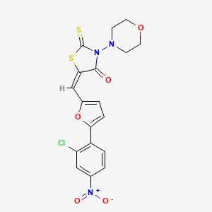 (E)-5-((5-(2-chloro-4-nitrophenyl)furan-2-yl)methylene)-3-morpholino-2-thioxothiazolidin-4-one