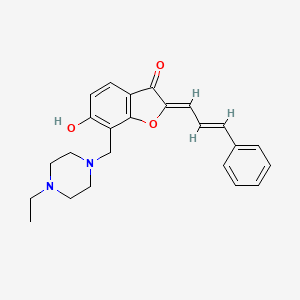 molecular formula C24H26N2O3 B2450745 (2Z)-7-[(4-ethylpiperazin-1-yl)methyl]-6-hydroxy-2-[(E)-3-phenylprop-2-enylidene]-1-benzofuran-3-one CAS No. 1164521-12-3