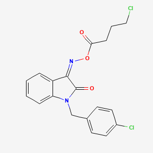 molecular formula C19H16Cl2N2O3 B2450753 1-(4-chlorobenzyl)-3-{[(4-chlorobutanoyl)oxy]imino}-1,3-dihydro-2H-indol-2-one CAS No. 303149-77-1
