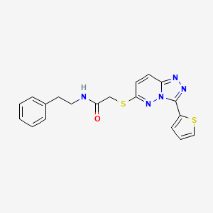 molecular formula C19H17N5OS2 B2450760 N-phenethyl-2-((3-(thiophen-2-yl)-[1,2,4]triazolo[4,3-b]pyridazin-6-yl)thio)acetamide CAS No. 868966-80-7