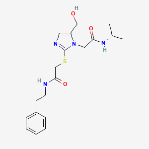 molecular formula C19H26N4O3S B2450768 2-((5-(hydroxymethyl)-1-(2-(isopropylamino)-2-oxoethyl)-1H-imidazol-2-yl)thio)-N-phenethylacetamide CAS No. 921524-00-7