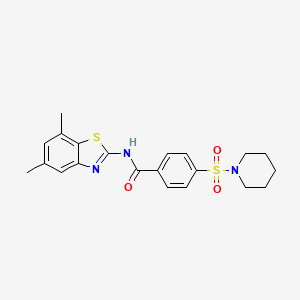 molecular formula C21H23N3O3S2 B2450773 N-(5,7-dimethylbenzo[d]thiazol-2-yl)-4-(piperidin-1-ylsulfonyl)benzamide CAS No. 896676-63-4