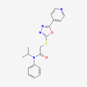 molecular formula C18H18N4O2S B2450790 N-phenyl-N-propan-2-yl-2-[(5-pyridin-4-yl-1,3,4-oxadiazol-2-yl)sulfanyl]acetamide CAS No. 538337-67-6