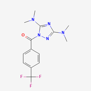 molecular formula C14H16F3N5O B2450798 (3,5-Bis(dimethylamino)-1H-1,2,4-triazol-1-yl)(4-(trifluoromethyl)phenyl)methanone CAS No. 478032-01-8